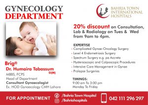 The Gynecology department offers to 20% discount